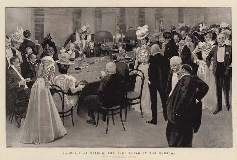 Spel i Oostende, Club Prive på Kursaal (litografi) av Reginald Thomas Cleaver