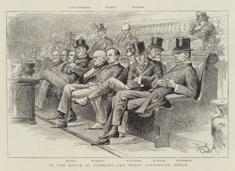 I underhuset, den främre oppositionsbänken (litografi) av Reginald Thomas Cleaver