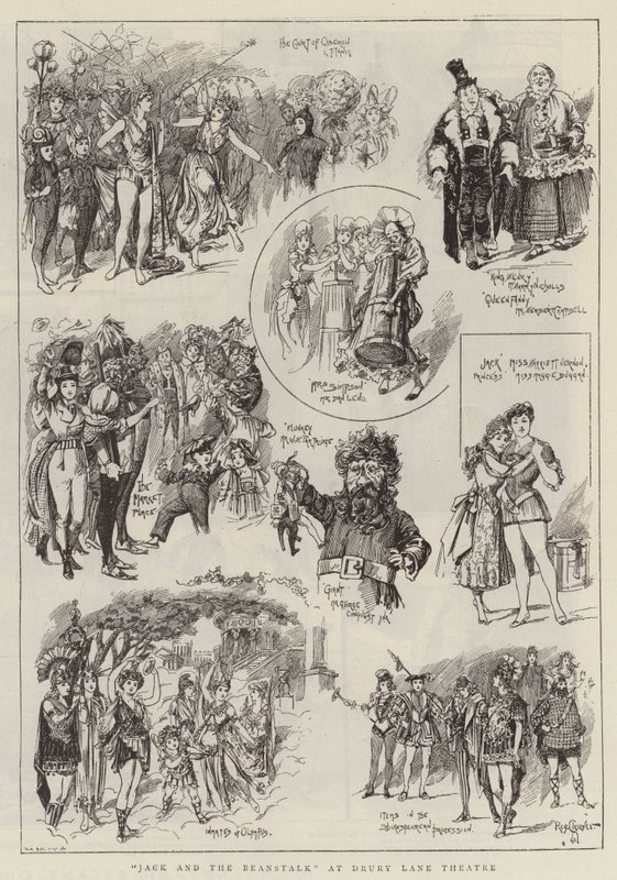 "Jack och bönstjälken" på Drury Lane Theatre (gravyr) av Reginald Thomas Cleaver