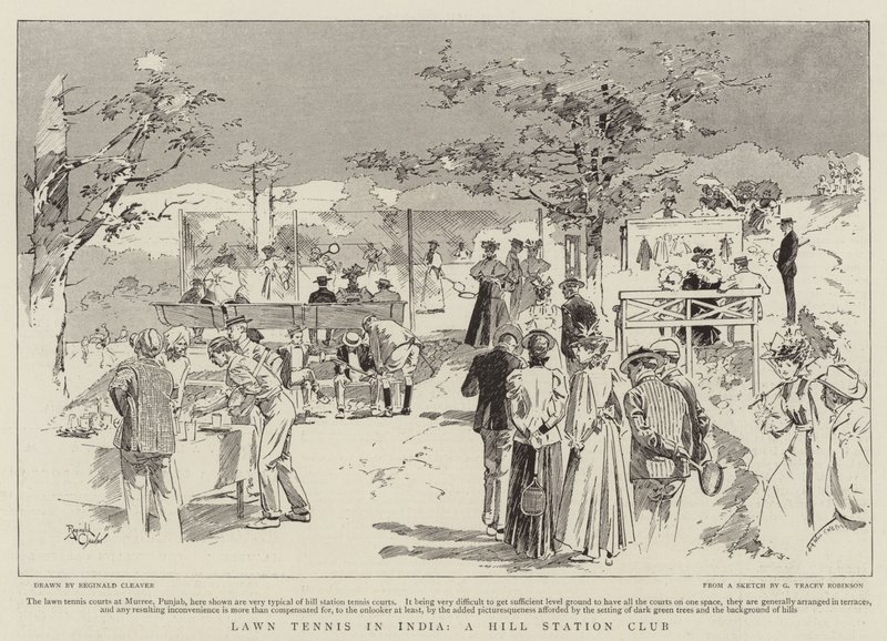 Lawn Tennis i Indien, en klubb på en bergsstation (gravyr) av Reginald Thomas Cleaver