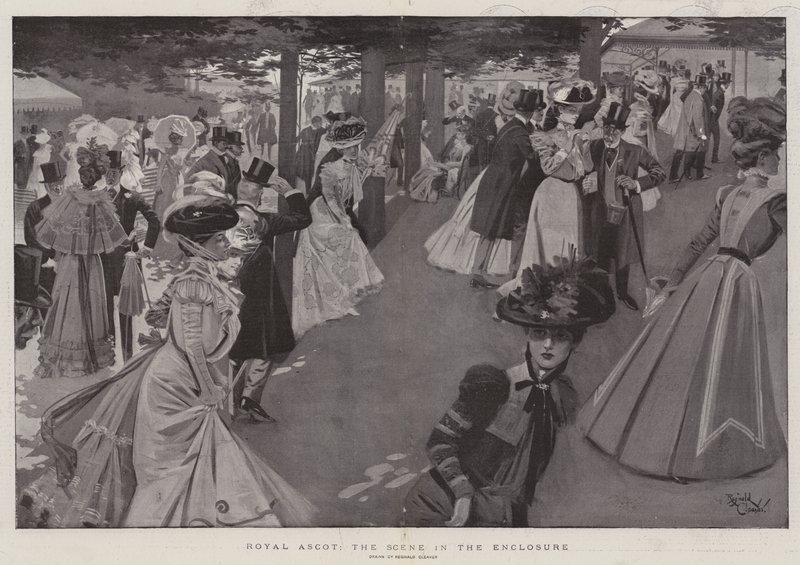 Royal Ascot, scenen i inhägnaden (litografi) av Reginald Thomas Cleaver