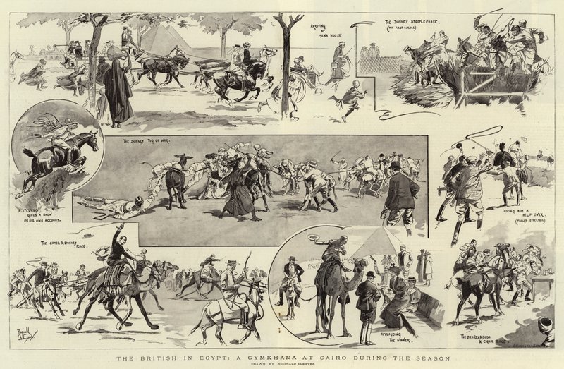 Britterna i Egypten, En gymkhana i Kairo under säsongen (litografi) av Reginald Thomas Cleaver