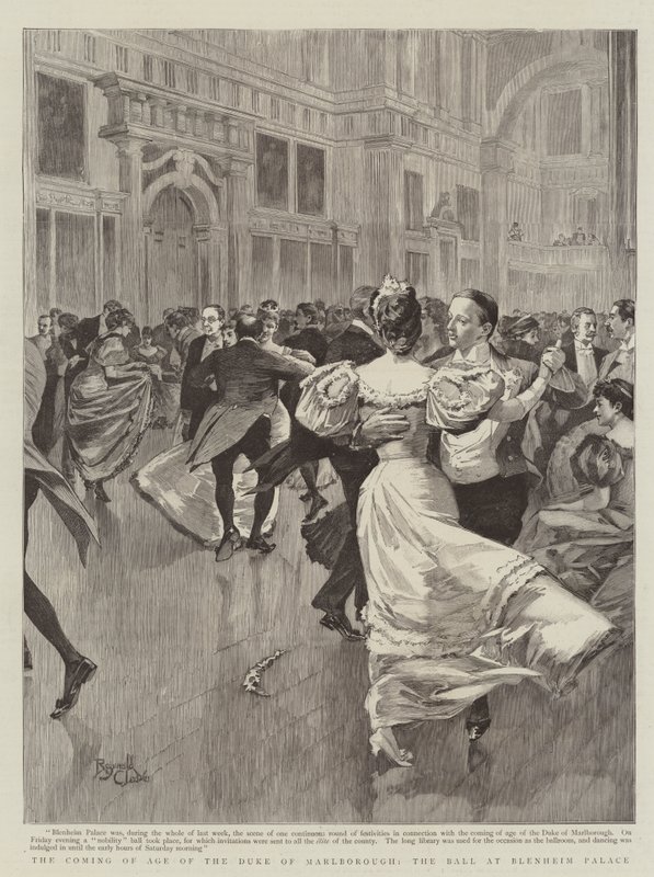 Hertigen av Marlboroughs myndighetsdag, balen på Blenheim Palace (gravyr) av Reginald Thomas Cleaver