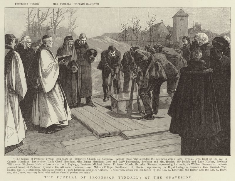 Begravningen av professor Tyndall, vid gravplatsen (gravyr) av Reginald Thomas Cleaver