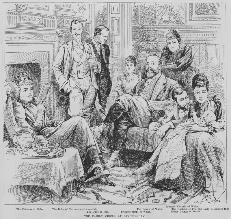 Prinsen och prinsessan av Wales med familjemedlemmar i Sandringham, Norfolk av Reginald Thomas Cleaver
