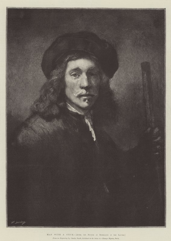 En man med en pinne av Rembrandt van Rijn