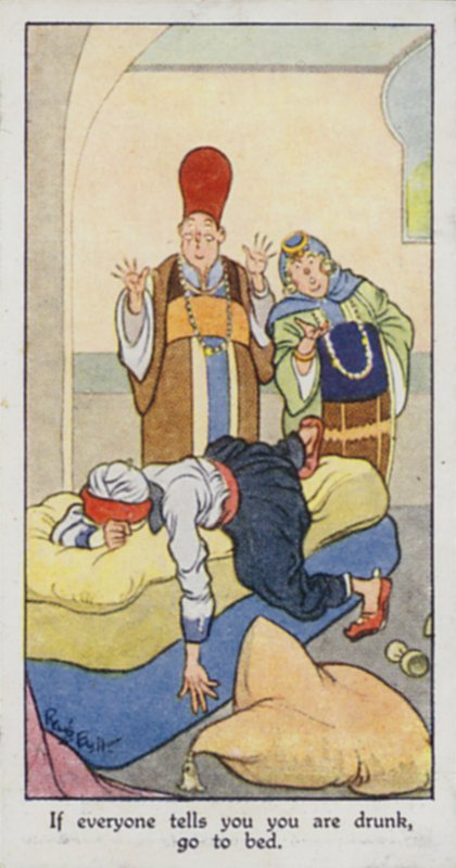 Östligt ordspråk: Om alla säger till dig att du är full, gå och lägg dig (färg litho) av René Bull