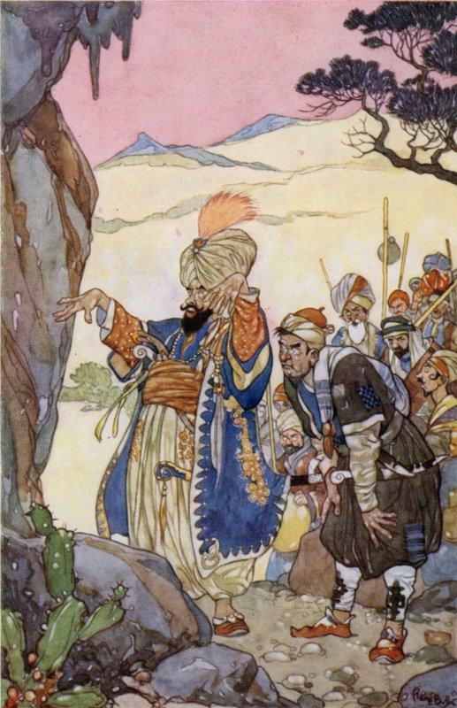 Sesam öppna dig! (färg litho) av René Bull