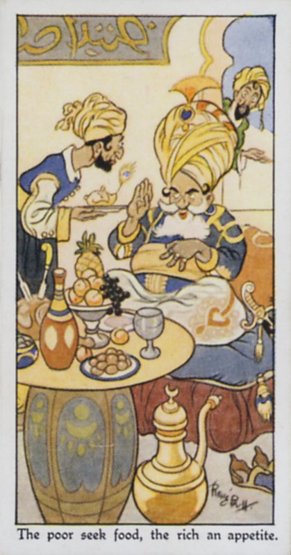 De fattiga söker mat, de rika en aptit (färg litho) av René Bull