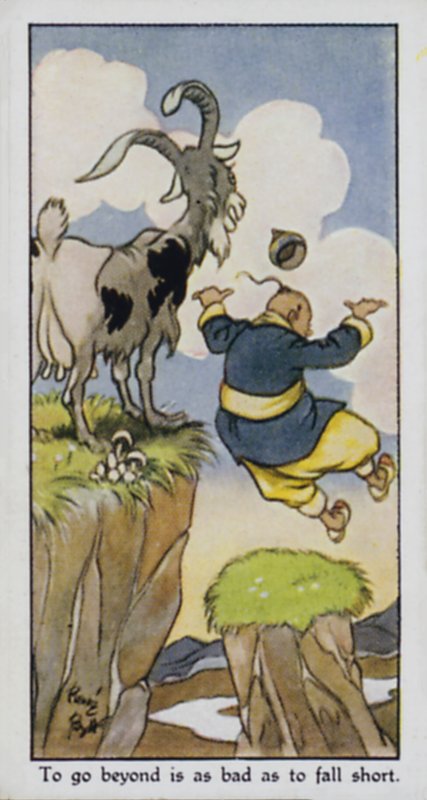 Att gå längre än är lika illa som att komma till korta (color litho) av René Bull