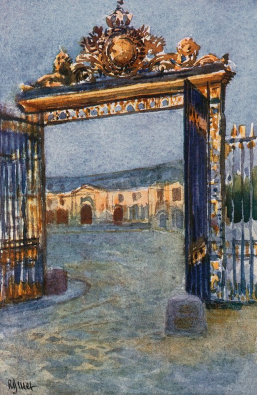 Gateway of Palace och Grand Stables, Versailles av Rene Binet