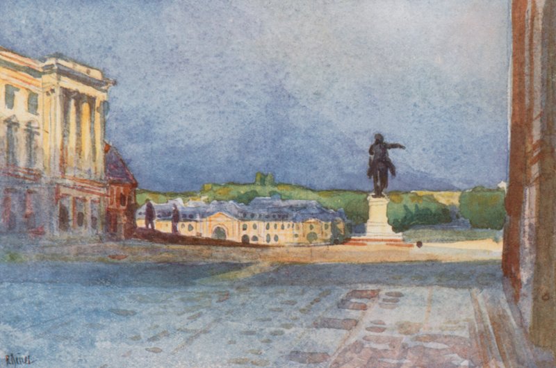 Kungligt hov, med Staty av Ludvig XIV, Versailles av Rene Binet