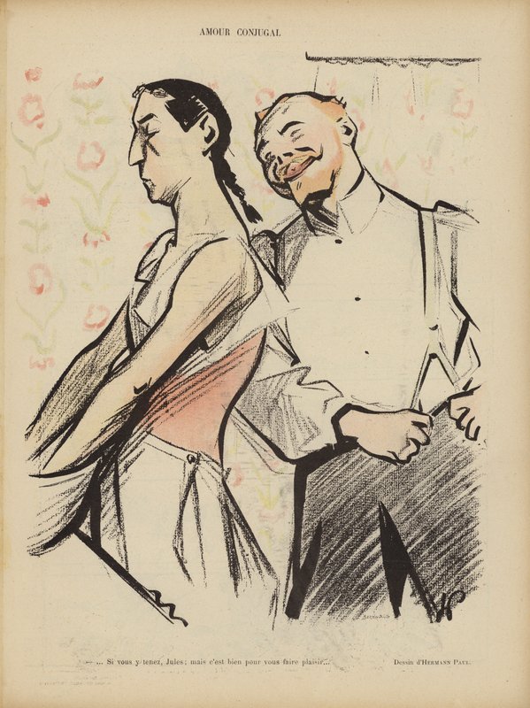 Äktenskaplig kärlek. Illustration för Le Rire av Rene George Hermann Paul
