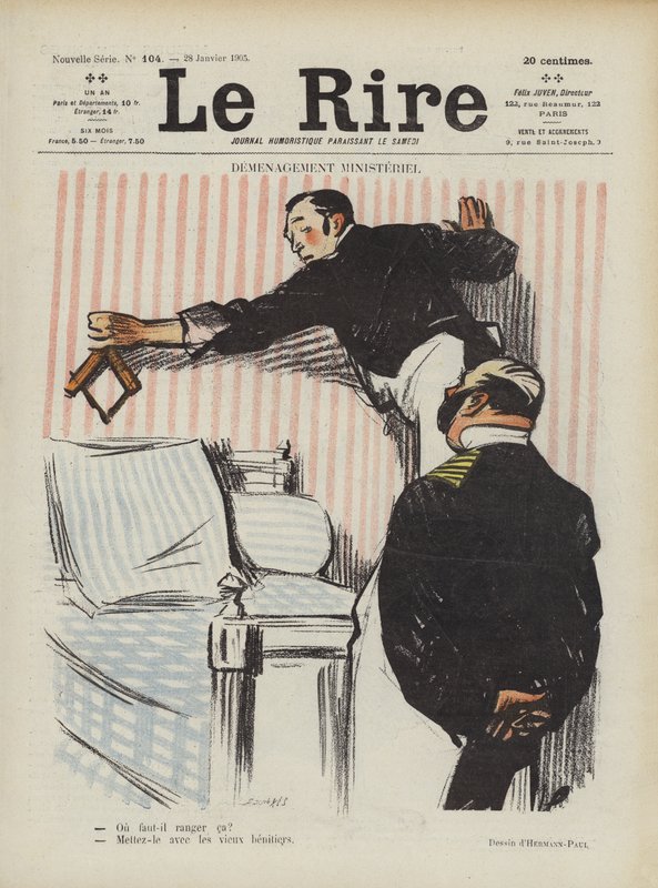 Ministerflytt. Illustration för Le Rire av Rene George Hermann Paul