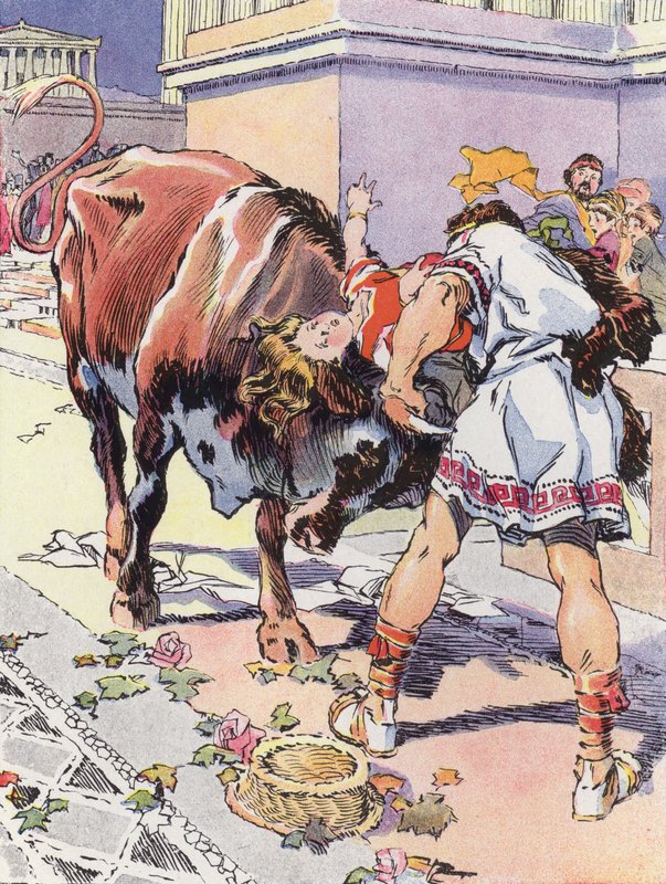 En liten atensk kvinna av århundradet av Pericles (färg litho) av Rene Vincent