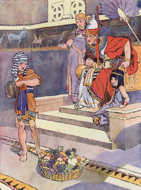En liten egyptier under Ramses II (färg litho) av Rene Vincent
