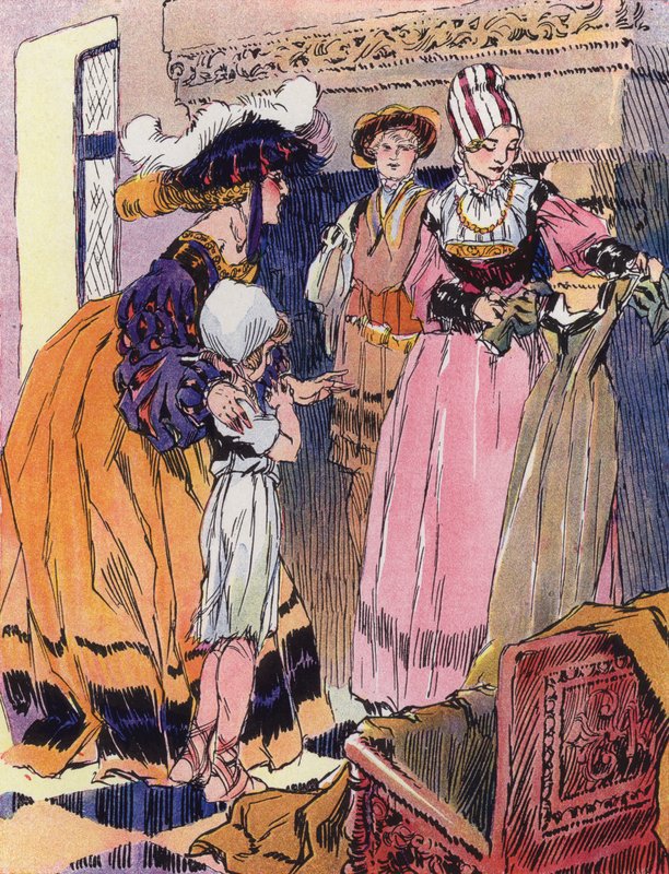 A Little Girl in the Age of the Renaissance (färg litho) av Rene Vincent