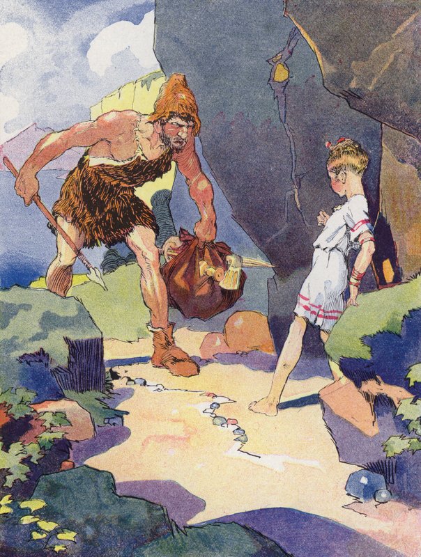 En liten flicka från bronsåldern (färg litho) av Rene Vincent