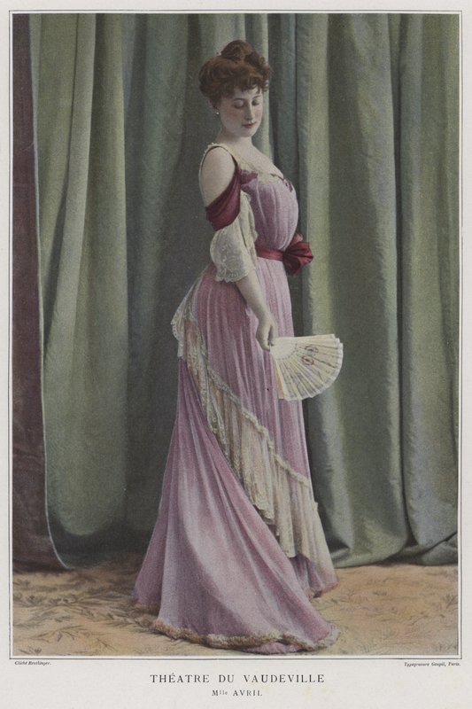 Mademoiselle Avril, fransk skådespelerska (färgat foto) av Reutlinger Studio