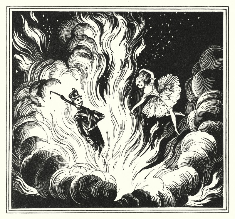 Hans Christian Andersen: Den ständige tennsoldaten (litho) av Rex (after) Whistler