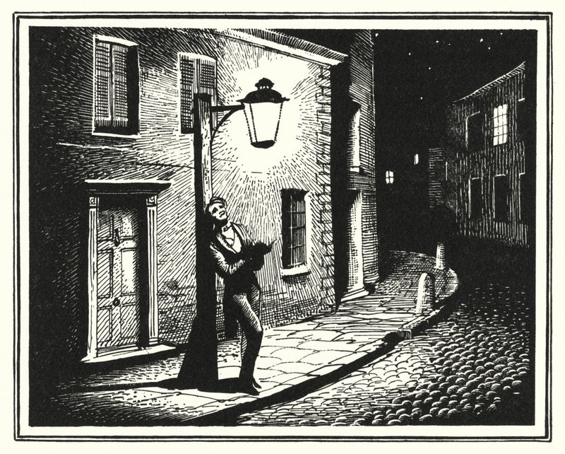 Hans Christian Andersen: Den gamla gatlyktan (litho) av Rex (after) Whistler