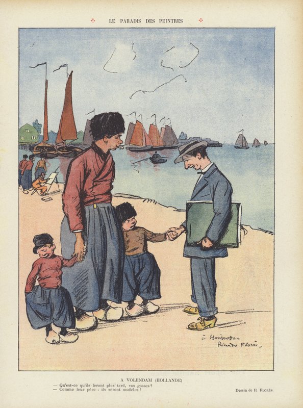 Konstnärernas paradis. Illustration för Le Rire av Ricardo Flores