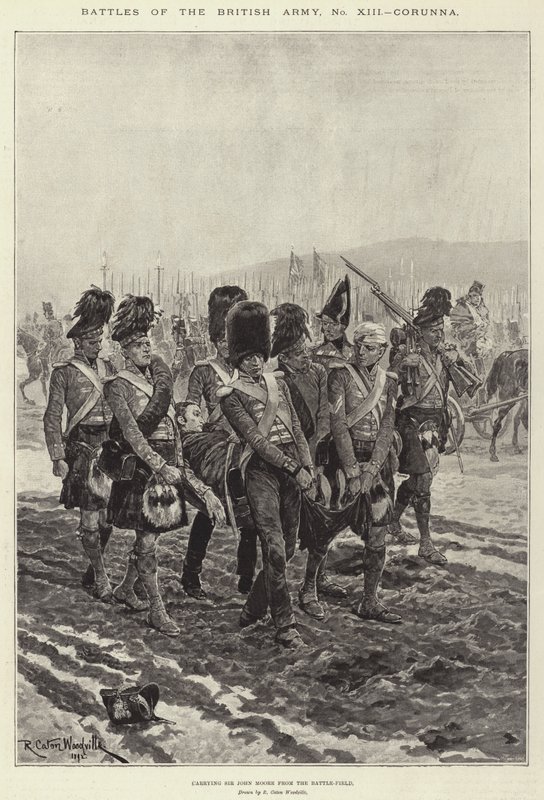 Battles of the British Army, Corunna, med Sir John Moore från slagfältet av Richard Caton Woodville junior