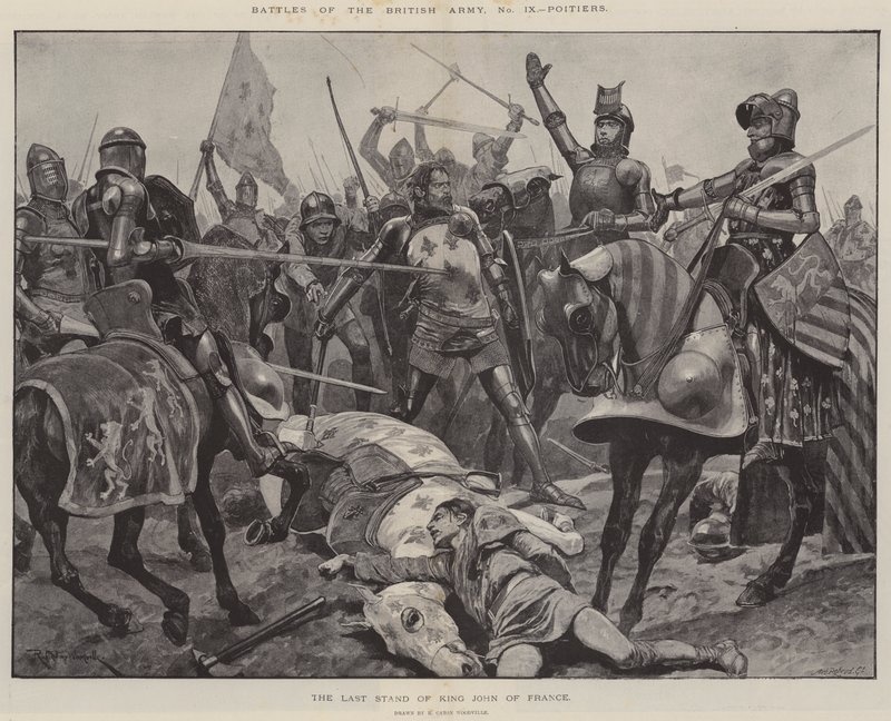 Slaget om den brittiska armén, Poitiers, den sista striden för kung John av Frankrike av Richard Caton Woodville junior