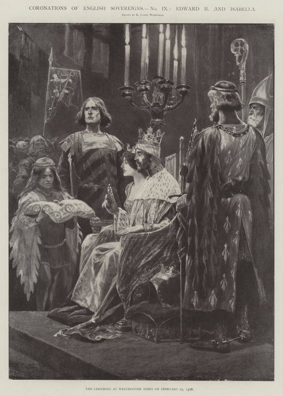 Engelska suveräners kröningar, Edward II och Isabella av Richard Caton Woodville junior