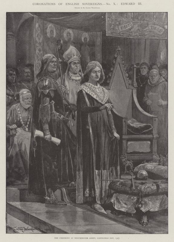 Engelska suveräners kröningar, Edvard III av Richard Caton Woodville junior