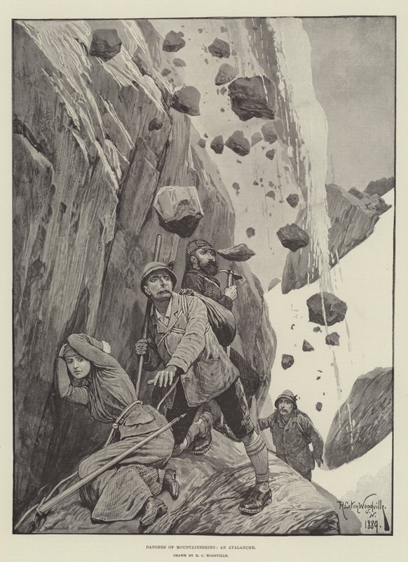 Faror vid bergsklättring, en lavin av Richard Caton Woodville junior