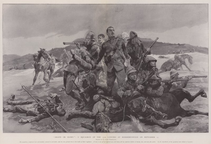 Death or Glory, C Squadron of the 17th Lancers vid Modderfontein den 17 september av Richard Caton Woodville junior