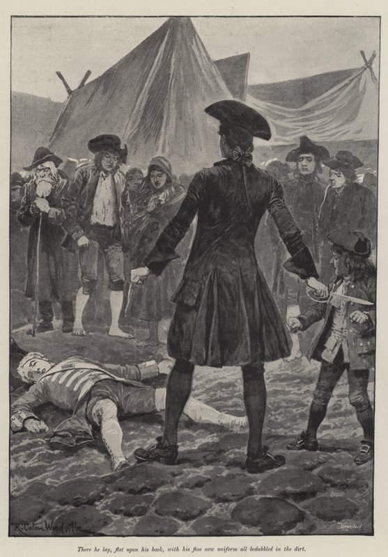 Illustration för A Colonel of The Empire, av Emily Lawless av Richard Caton Woodville junior