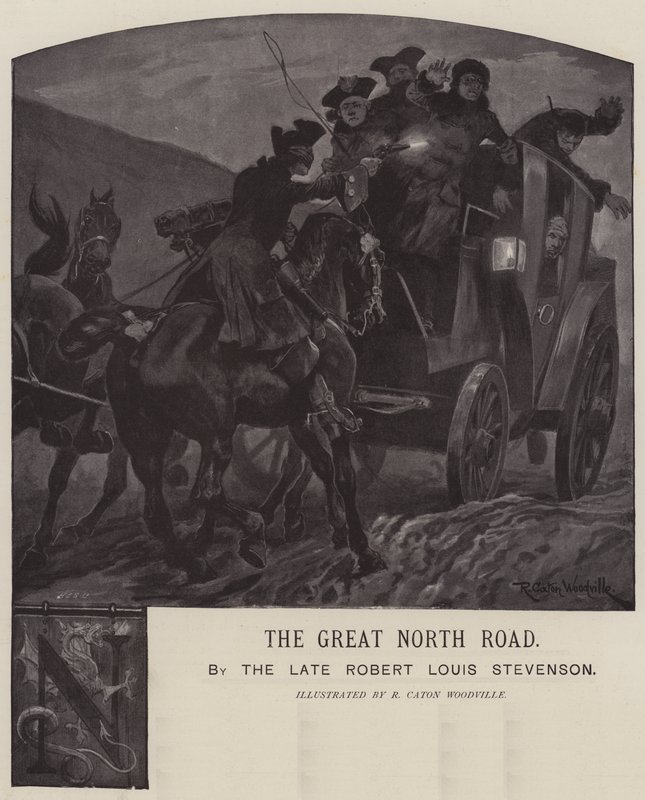 Illustration för The Great North Road, av Robert Louis Stevenson av Richard Caton Woodville junior