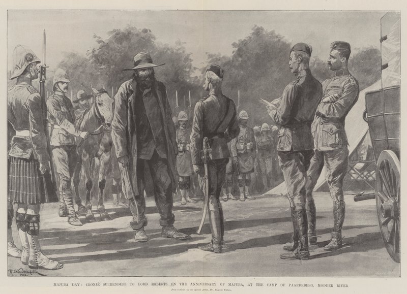 Majuba Day, Cronje kapitulerar till Lord Roberts på årsdagen av Majuba, i lägret Paardeberg, Modder River av Richard Caton Woodville junior