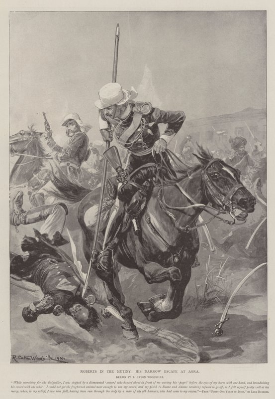 Roberts i myteriet, hans Narrow Escape i Agra av Richard Caton Woodville junior