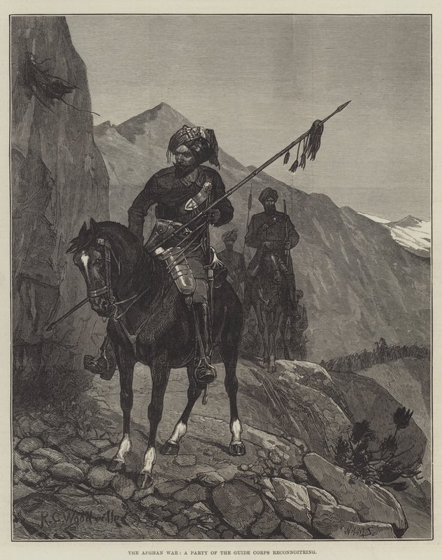 Det afghanska kriget, ett parti av guidekåren som rekognoscerar av Richard Caton Woodville junior
