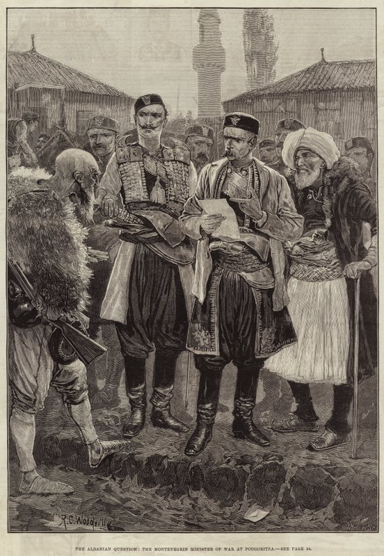 Albanska frågan, den montenegrinske krigsministern i Podgoritza av Richard Caton Woodville junior