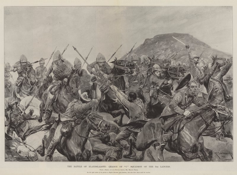 Slaget vid Elandslaagte, laddning av C Squadron of the 5th Lancers av Richard Caton Woodville junior