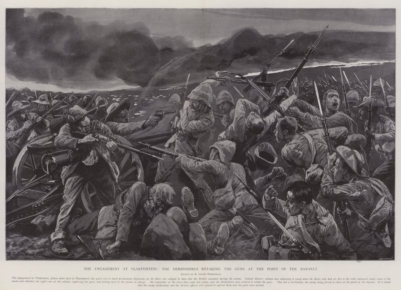 Förlovningen vid Vlakfontein, Derbyshires återtar Guns at the Point of the Bajonet av Richard Caton Woodville junior
