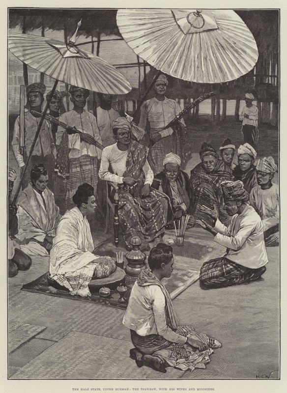 Jimbo la Kale, Burma ya Juu, Tsawbaw, pamoja na Wake zake na Mawaziri wake av Richard Caton Woodville junior