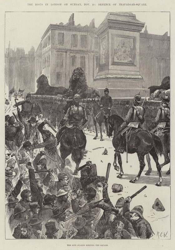 Upploppen i London söndagen den 13 november, Defense of Trafalgar-Square av Richard Caton Woodville junior