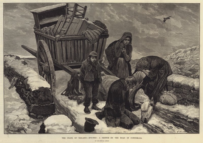 Staten Irland, vräkt, en skiss på vägen i Connemara av Richard Caton Woodville junior