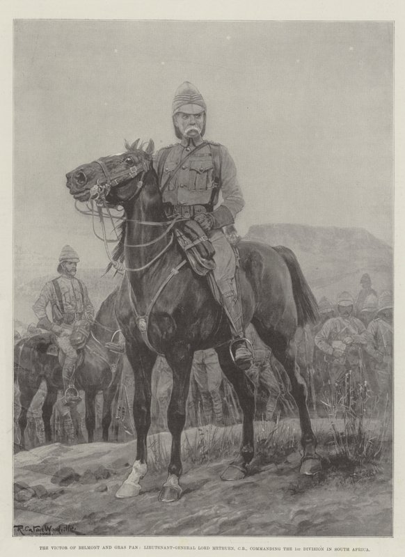 Victor of Belmont och Gras Pan, generallöjtnant Lord Methuen, CB, befälhavare för 1:a divisionen i Sydafrika. av Richard Caton Woodville junior