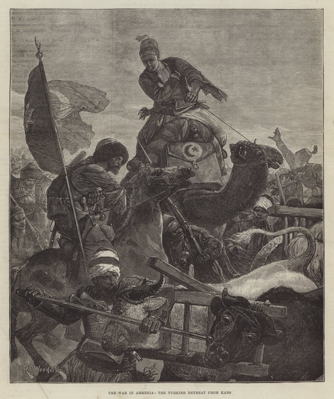 Kriget i Armenien, den turkiska reträtten från Kars av Richard Caton Woodville junior