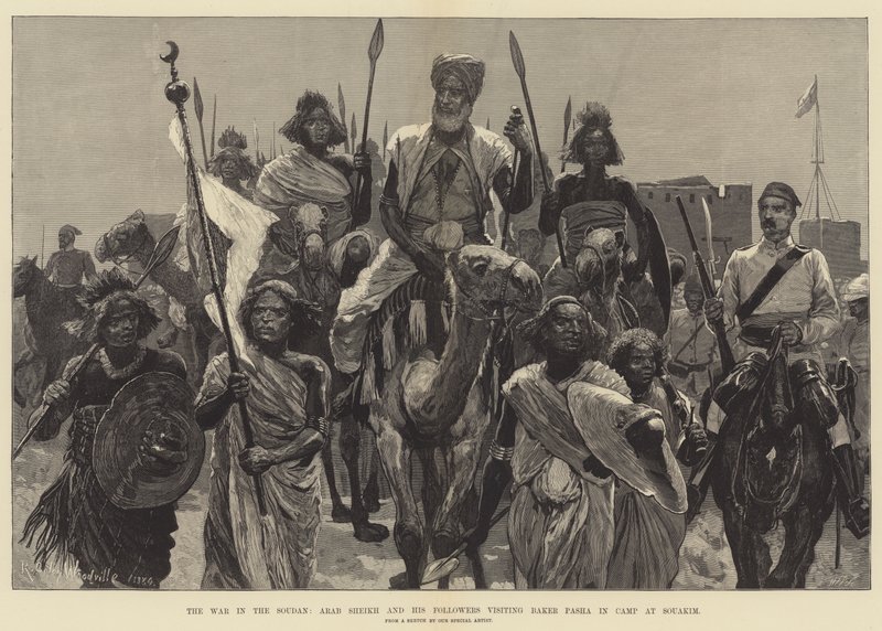 Kriget i Soudan, Arab Sheikh och hans anhängare besöker Baker Pasha i lägret i Souakim av Richard Caton Woodville junior