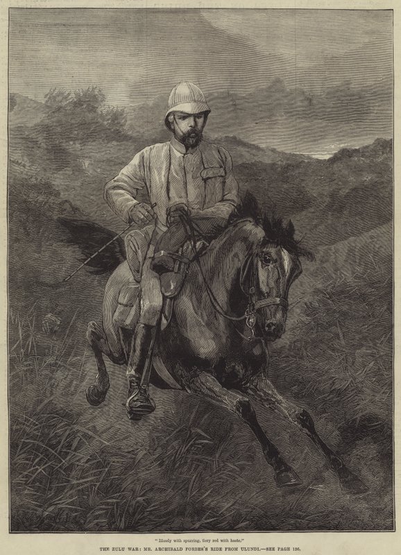 Zulukriget, Archibald Forbes ritt från Ulundi av Richard Caton Woodville junior