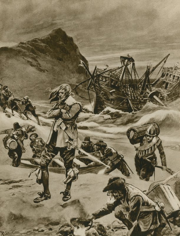 Vraket som gav Storbritannien Bermudas (gravyr) av Richard Caton Woodville junior