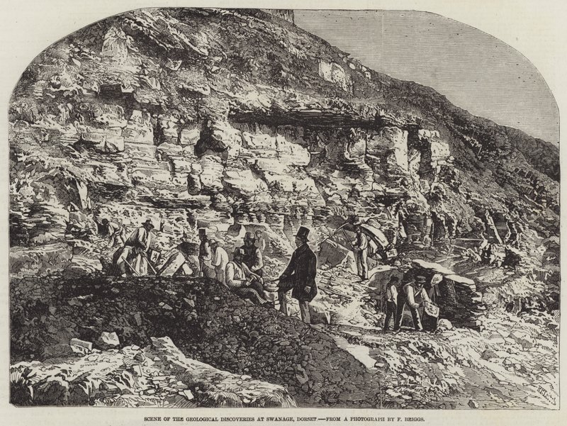 Scenen av de geologiska upptäckterna i Swanage, Dorset av Richard Principal Leitch