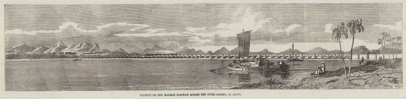 Viadukt på Madras Railway över floden Poiney, i Arcot av Richard Principal Leitch